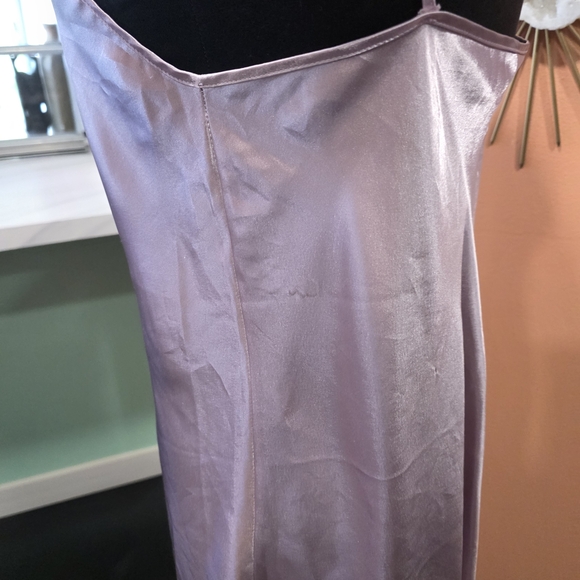 Vintage 90s Slip Dress Purple Satin Chemise Lace Grunge Babydoll Aesthetic - Picture 7 of 14